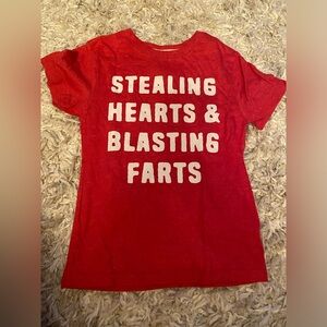 Red Tee Shirt “Stealing Hearts & Blasting Farts” Size 4/5